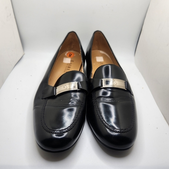 Lauren Ralph Lauren Shoes Womens Sz 8 Black Leather Loafers Flats Slip On Career - Picture 2 of 11